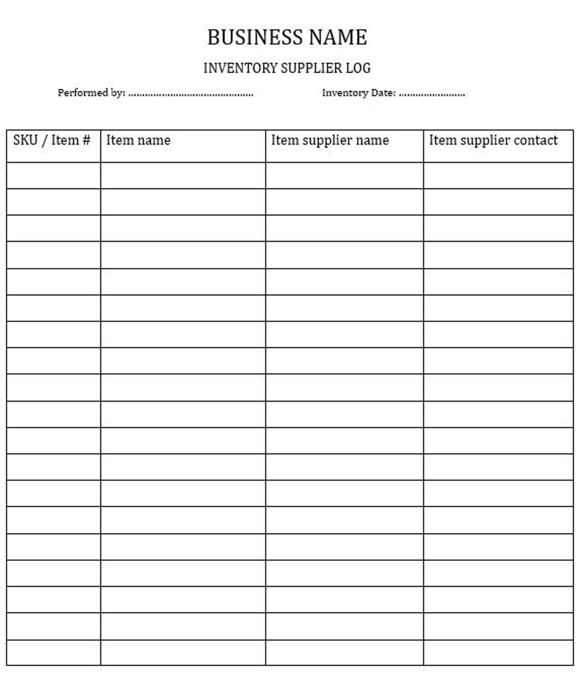 Inventory Log Template, Inventory Tracker, Editable and Printable ...
