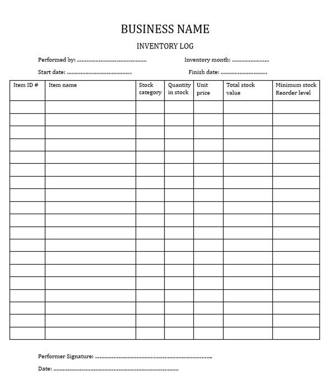 Basic Inventory Log Inventory Log Template, Inventory Tracker, Editable and Printable ...