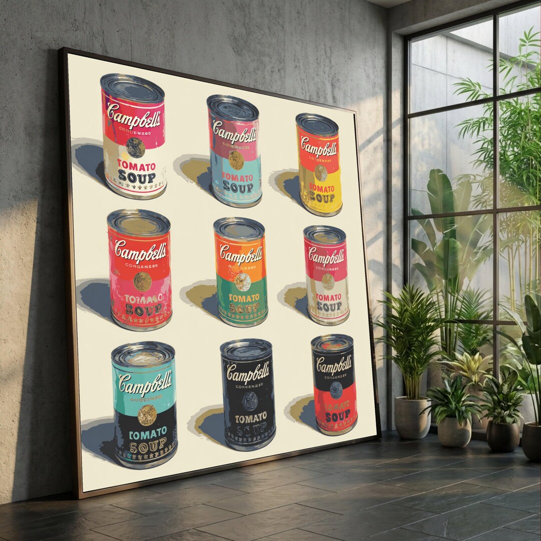 Colorful Pop Art Campbell’s Tomato Soup Cans Canvas, Retro Kitchen Wall ...