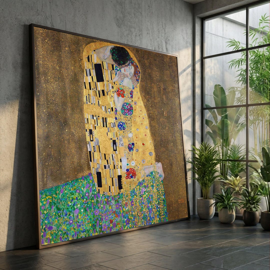 Gustav Klimt the Kiss Canvas Art Print, Golden Love Painting - Etsy