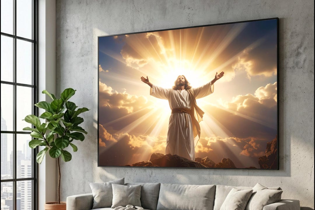 Radiant Jesus Christ Canvas Wall Art, Spiritual Christian Decor, Divine ...