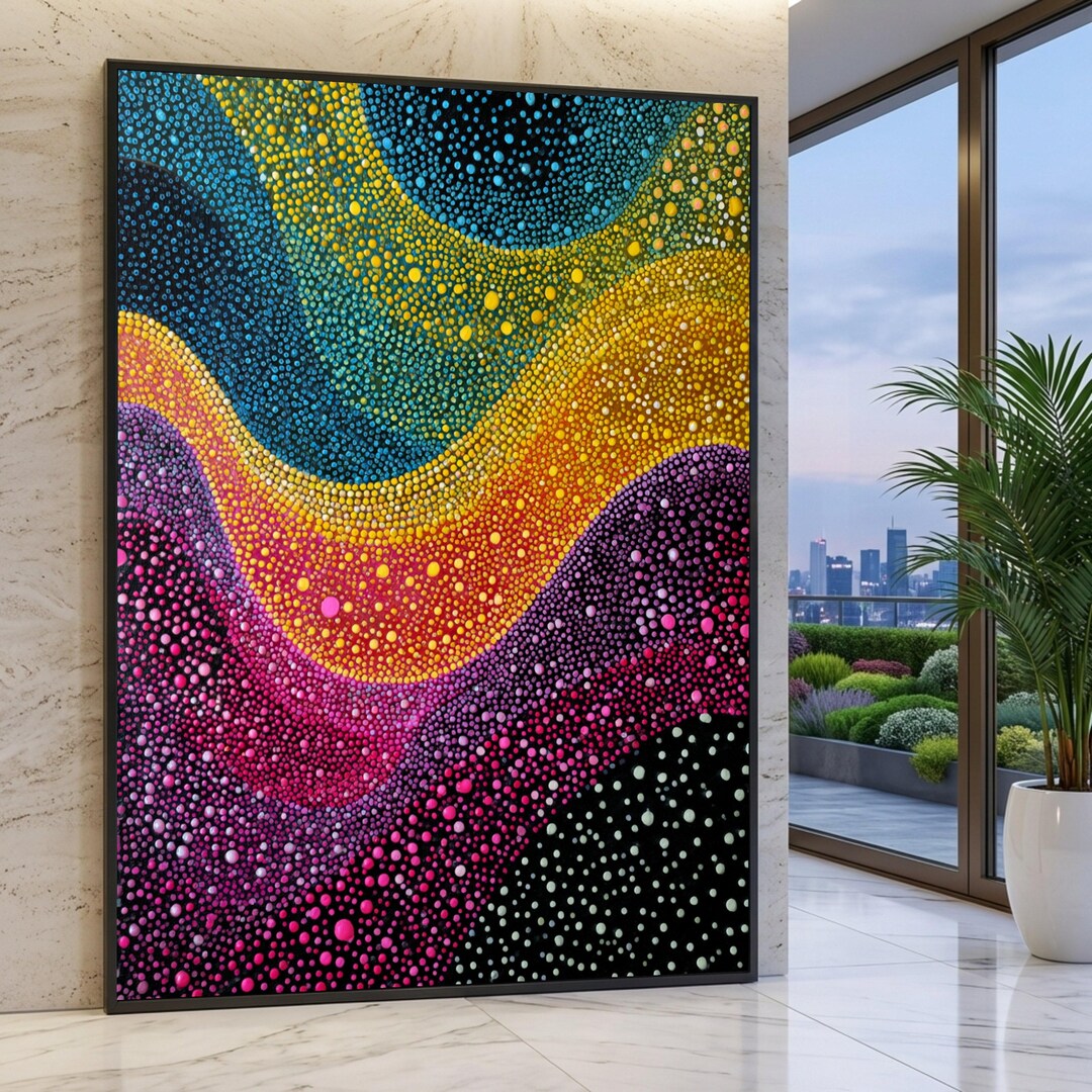 Pointillism Pattern Vibrant Dotted Patterns Canvas Art, Colorful Abstract Pointillism Home ...