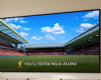Liverpool Stadium View Canvas, Anfield Football Pitch Wall Art, Sports Arena Decor, Soccer Field Landscape Canvas, Home Fan Decoration