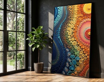 Colorful Abstract Circles Canvas, Modern Geometric Wall Art, Vibrant Home Decoration, Contemporary Canvas Design, Ready to Hang Artwork