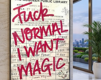 James McQueen Library Card Canvas, Bold Typography Wall Art, Graffiti Style Canvas, Modern Quote Canvas, Street Art Home Decor