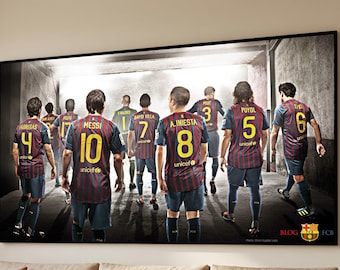 Legendary FC Barcelona Players Tunnel Walk Canvas, Soccer Team Wall Art, Football Stadium Entrance Canvas, Sports Fan Decoration, Ready to
