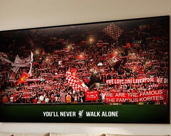 Liverpool FC Fan Crowd, You'll Never Walk Alone Canvas, Football Stadium Wall Art, Soccer Fans Canvas, Sports Team Spirit Decoration
