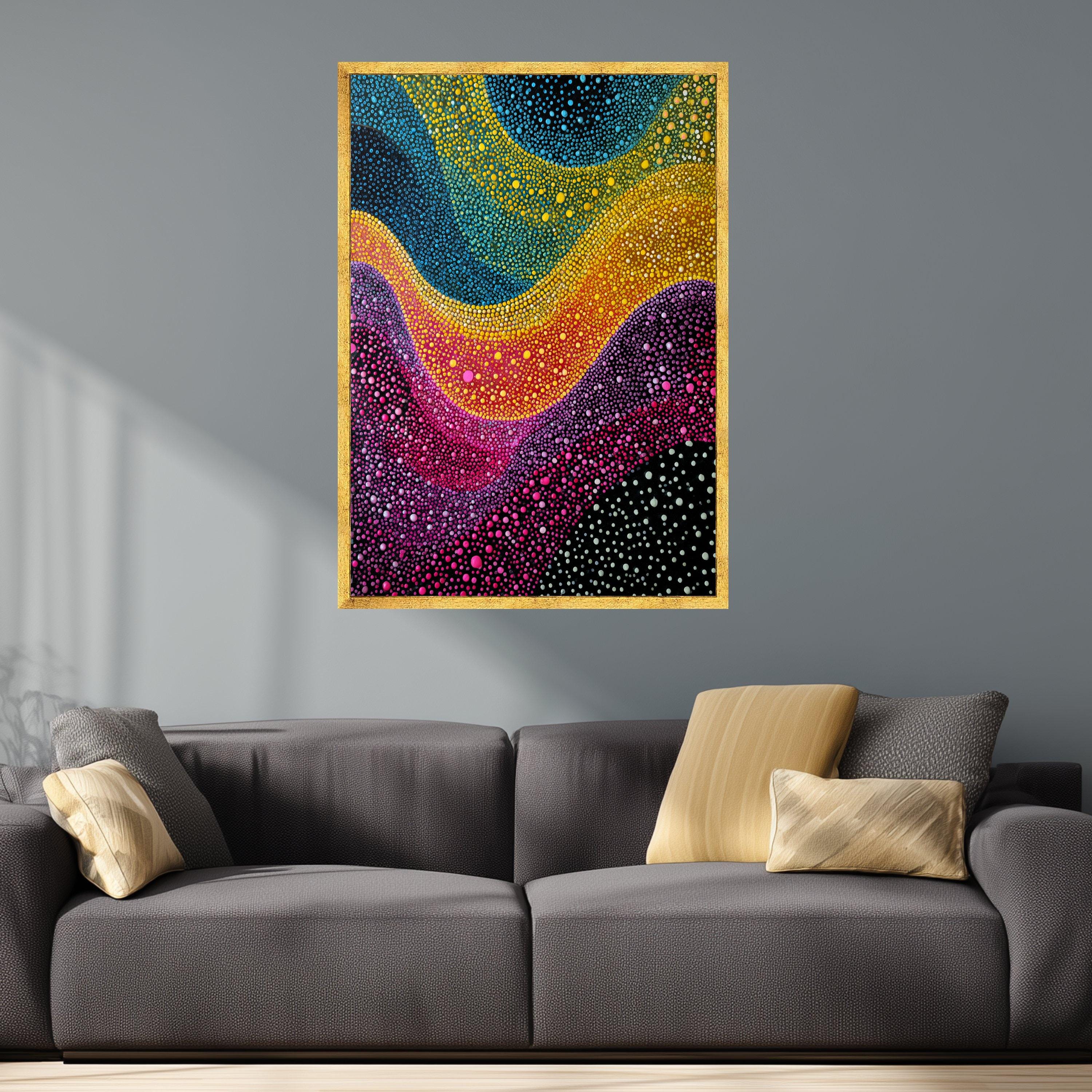 Vibrant Dotted Patterns Canvas Art, Colorful Abstract Pointillism Home ...