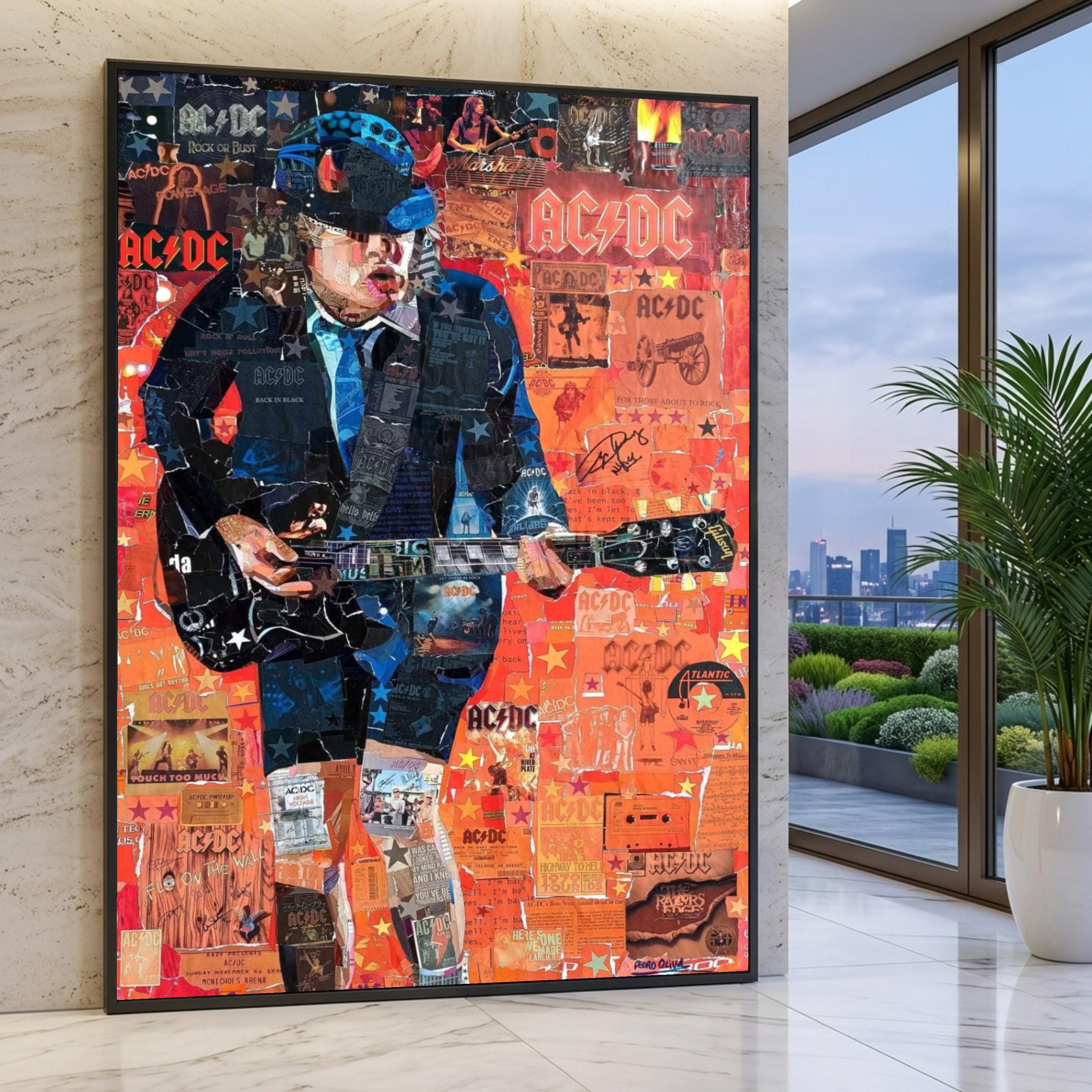 Rock Legend Canvas Wall Art, Electric Guitar Player Collage