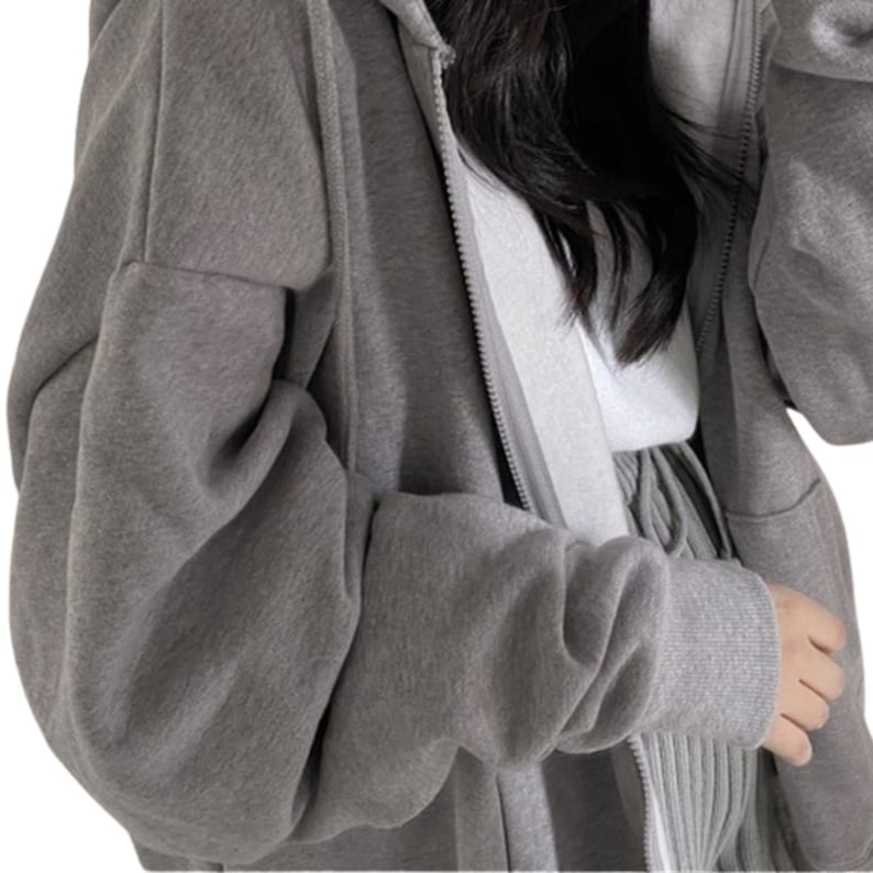 Unisex Cozy Oversized Zip Hoodie Jacket image 8