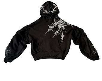 Y2K Goth Graphic Hoodie Retro Streetwear Tröja