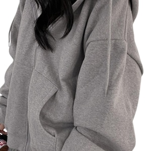Unisex Cozy Oversized Zip Hoodie Jacket image 6
