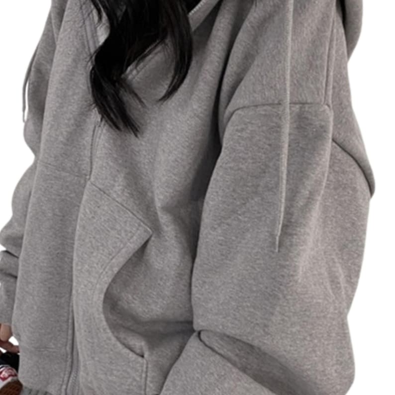 Unisex Cozy Oversized Zip Hoodie Jacket image 6