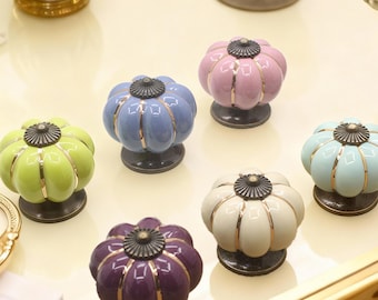 Ceramic Colorful Knob, Pumpkin Ceramic Knobs, Dresser Handles