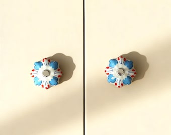 Hand-Painted Pumpkin Ceramic Wardrobe Knob, French Vintage Drawer Pull