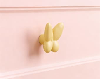 Butterfly Ceramic Drawer Knob, Girls Room Hardware For Wardrobe Nursery Storage