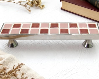 Mosaic Ceramic Pull, Chessboard Pulls, Red and Pink Pull