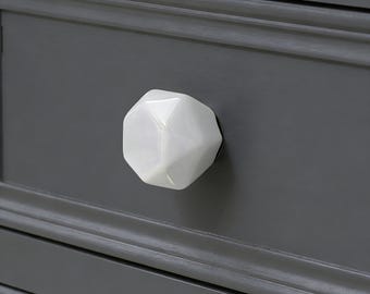 Pearl Diamond Ceramic Drawer Knob, Cream Style Hardware For Girls Room Wardrobe Storage