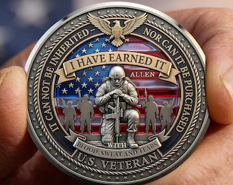 Spersonalizowana moneta pamiątkowa z motywem ofiary weteranów, moneta pamiątkowa z motywem flagi amerykańskiej, silny żołnierz USA, prezent dla weterana, prezent na Dzień Ojca
