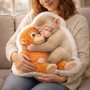 Benutzerdefiniertes niedliches Schlag-Affe-förmiges Kissen, Viral Baby-Affe-Kissen, Tierliebhaber Geschenk, Familienandenken, Geburtstagsgeschenk für den besten Freund BFF