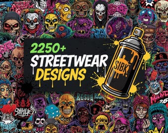 2250+ Urban Streetwear PNG Bundle | Skull Graffiti Designs (Commercial Use)