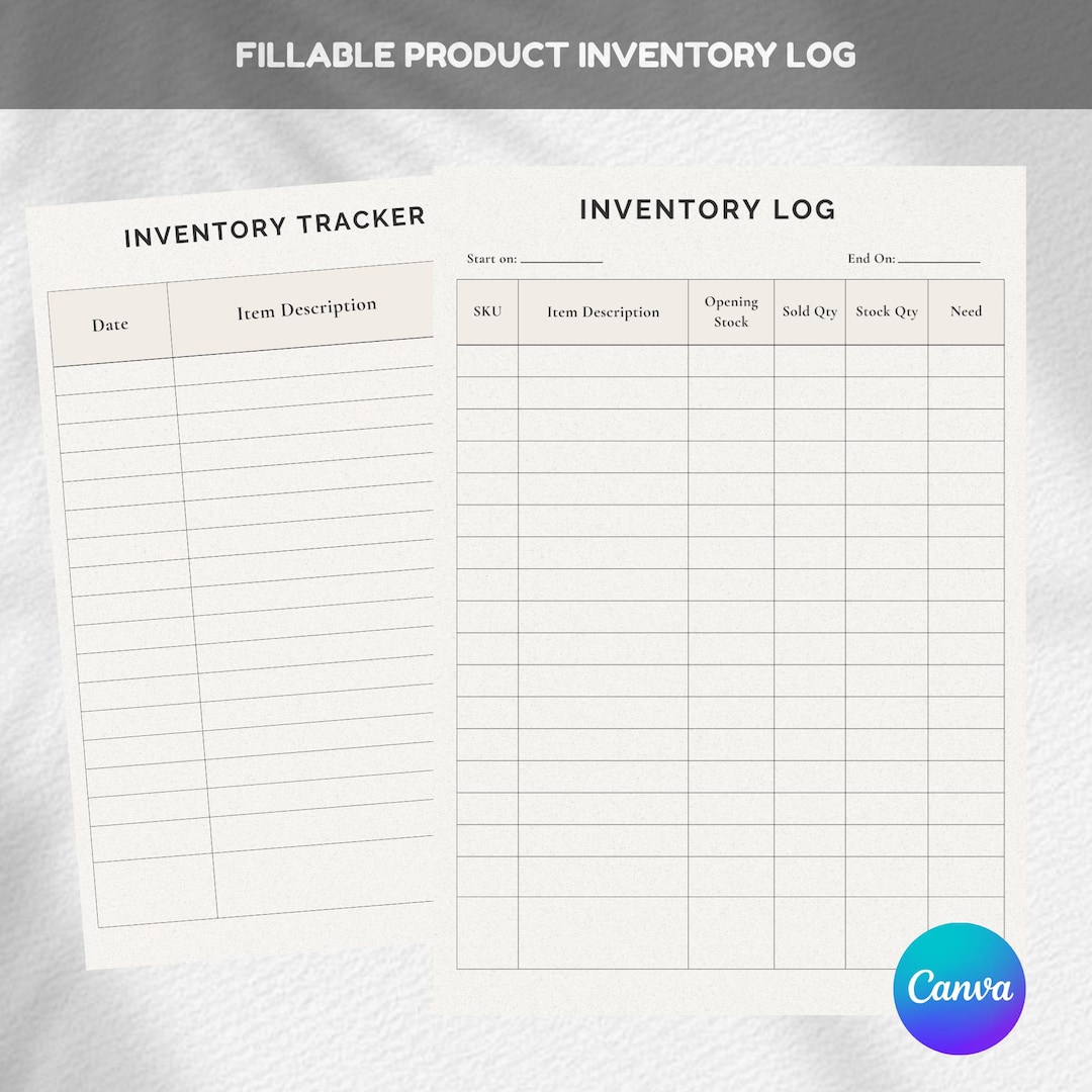 Inventory Log Sheet | Printable Inventory Tracker | Inventory ...