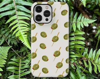 Capa para celular Olive Martini para iPhone 17 16 15 14 13 12 11 Pro Max, Samsung Galaxy S26 S25 Ultra, Coquetel de Pimenta, Design Artístico Mediterrâneo