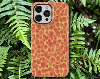 Capa para celular MOD DOTS laranja retrô com bolinhas abstratas, estilo moderno e artístico, para iPhone 17, 16, 15, 14, 13, 12, 11 Pro Max e Samsung Galaxy S26 Ultra.