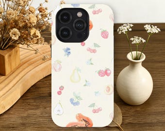 Watercolor Fruit Phone Case Cottagecore Aesthetic iPhone 17 16 15 14 13 12 11 Pro Max,Samsung Galaxy S26 S25 S24 S23 Ultra Vintage Botanical