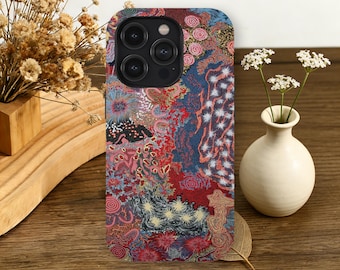Coque de portable abstraite florale, audacieuse et colorée, couverture artistique, nature pour iPhone 17 16 15 14 13 12 11 Pro Max, Samsung Galaxy S26 S25 S24 S23 Ultra