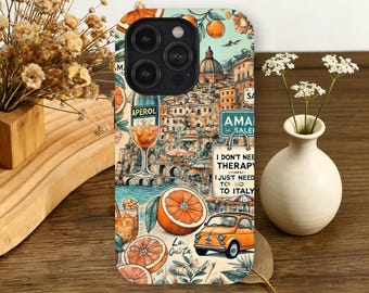 Italy Travel Phone Case Amalfi Coast Vintage For iPhone 17 16 15 14 13 12 11 Pro Max, Samsung Galaxy S26 S25 S24 S23 Ultra Mediterranean