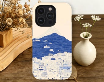 Blue Landscape Phone Case Aesthetic Mountain iPhone 17 16 15 14 13 12 11 Pro Max,Samsung Galaxy S26 S25 S24 S23 Ultra Architectural Art Gift