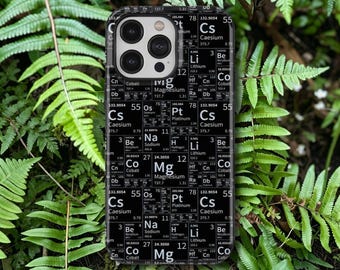 Capa para celular com a Tabela Periódica, Química, Ciência, Matemática, Física, Fórmulas Científicas e Arte, para iPhone 17, 16, 15, 14, 13, 12, 11 Pro Max e Samsung Galaxy S26 Ultra.