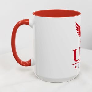 Patriotic USA Coffee Mug, American Eagle Mug, Red Accent Ceramic Mug, USA Pride Coffee Cup, 11oz 15oz image 2