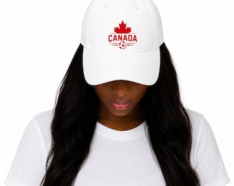 Canada Soccer Hat, Canada Baseball Cap, Canadian Soccer Fan Gift, Vintage Style Cap, Adjustable Sports Hat, Canada Pride