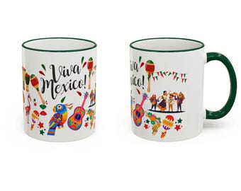 Viva Mexico Coffee Mug 11oz 15oz, Mexican Heritage Mug, Mexico Gift, Mexican Culture Cup, Fiesta Mug, Cinco de Mayo Gift (11oz, 15oz)