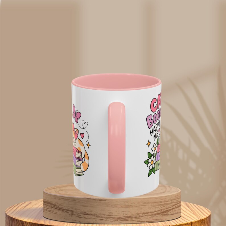 Cat Book Lover Mug, Cute Pink Cat Mug, Bookish Coffee Mug, Cat Mom Gift, Reading Lover Gift, Cozy Reader Mug, Cute Tea Cup image 7