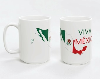 Viva Mexico Mug | Mexican Pride Coffee Cup | Mexico Flag Mug | Viva México Ceramic Mug | Mexican Heritage Gift | 11oz 15oz