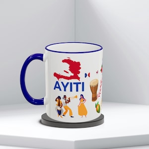 Ayiti Coffee Mug | Haitian Culture Accent Mug 11oz & 15oz | Haiti Gift | Caribbean Coffee Cup | Haitian Pride Mug | Unique Souvenir