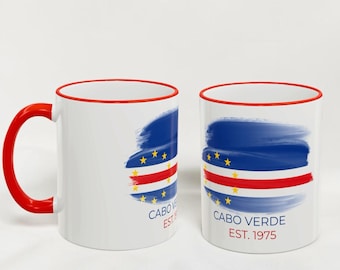 Cabo Verde Accent Coffee Mug 11oz, Cape Verde Flag Mug, Cabo Verdean Pride Gift, Island Heritage Cup, Est 1975