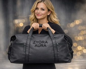 Zyora Aura Full‑Grain Leather Duffel – Waterproof Sports, Gym & Travel Bag