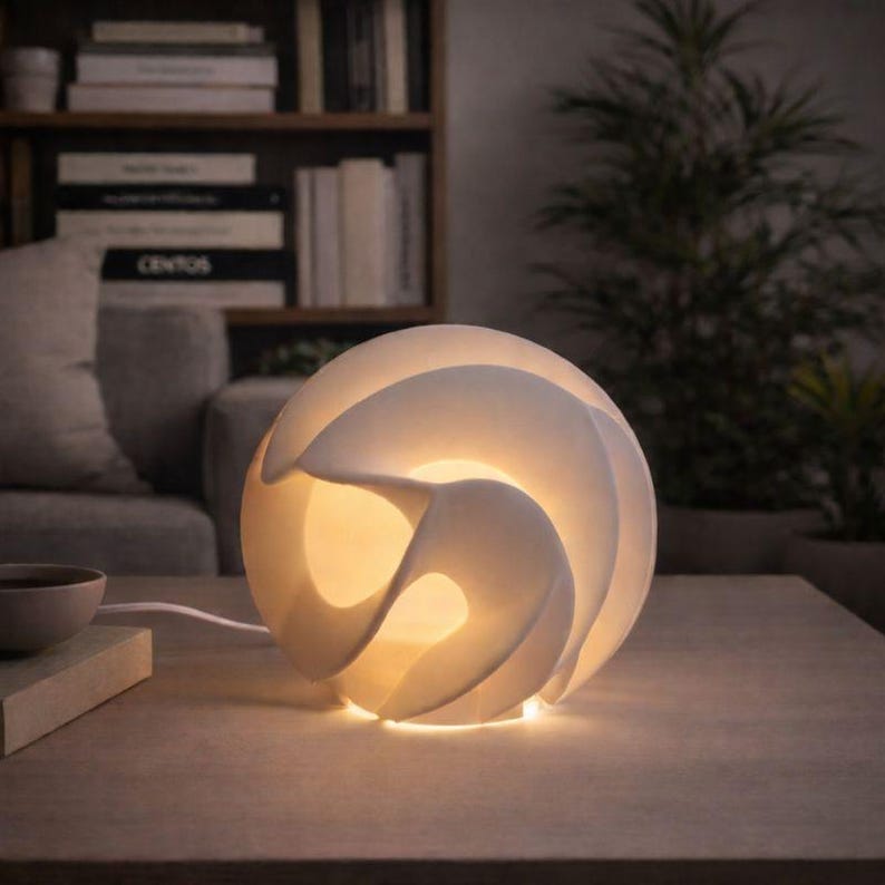 AURA – Sculptural Modern Table Lamp | Designer Ambient Lighting for Living Room & Bedroom