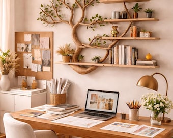 Prateleiras de parede de madeira, Prateleira de parede artesanal em forma de galho de árvore | Prateleiras flutuantes de madeira natural | Decoração de parede rústica boho | Armazenamento orgânico para casa