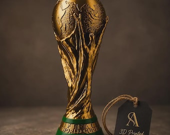 World Cup Trophy | 3d printed gold finish | soccer fan gift | custom height