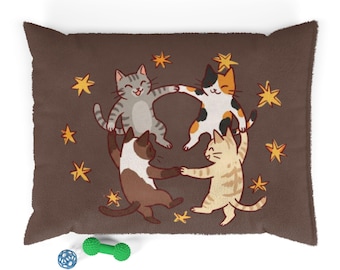 cat bed | dog bed | desk cat bedPeekaboo Cats and Dogs Pet Bed | Black and White Cat Illustration, Cozy Plush Cushion, boy cat bed