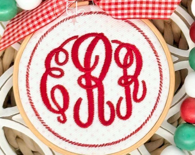 Personalized Embroidered Christmas Ornament, Monogram Keepsake