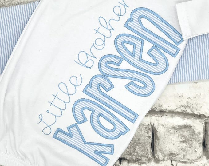 Personalized Baby Gown: Embroidered Cotton, Little Brother Gift