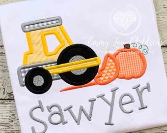 Personalized Pumpkin Bulldozer Fall Shirt, Thanksgiving