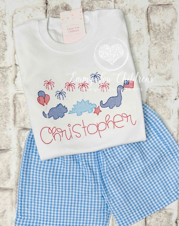 Patriotic Shirt for Boys, Patriotic Shirt Kids, Boys 4th of July Shirt, 4th of July Shirt Personalized, Summer Outfit, Dinosaur Shirt