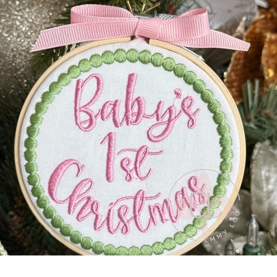 Baby's First Christmas Ornament and Keepsake, Christmas Ornament, Embroidered Ornament